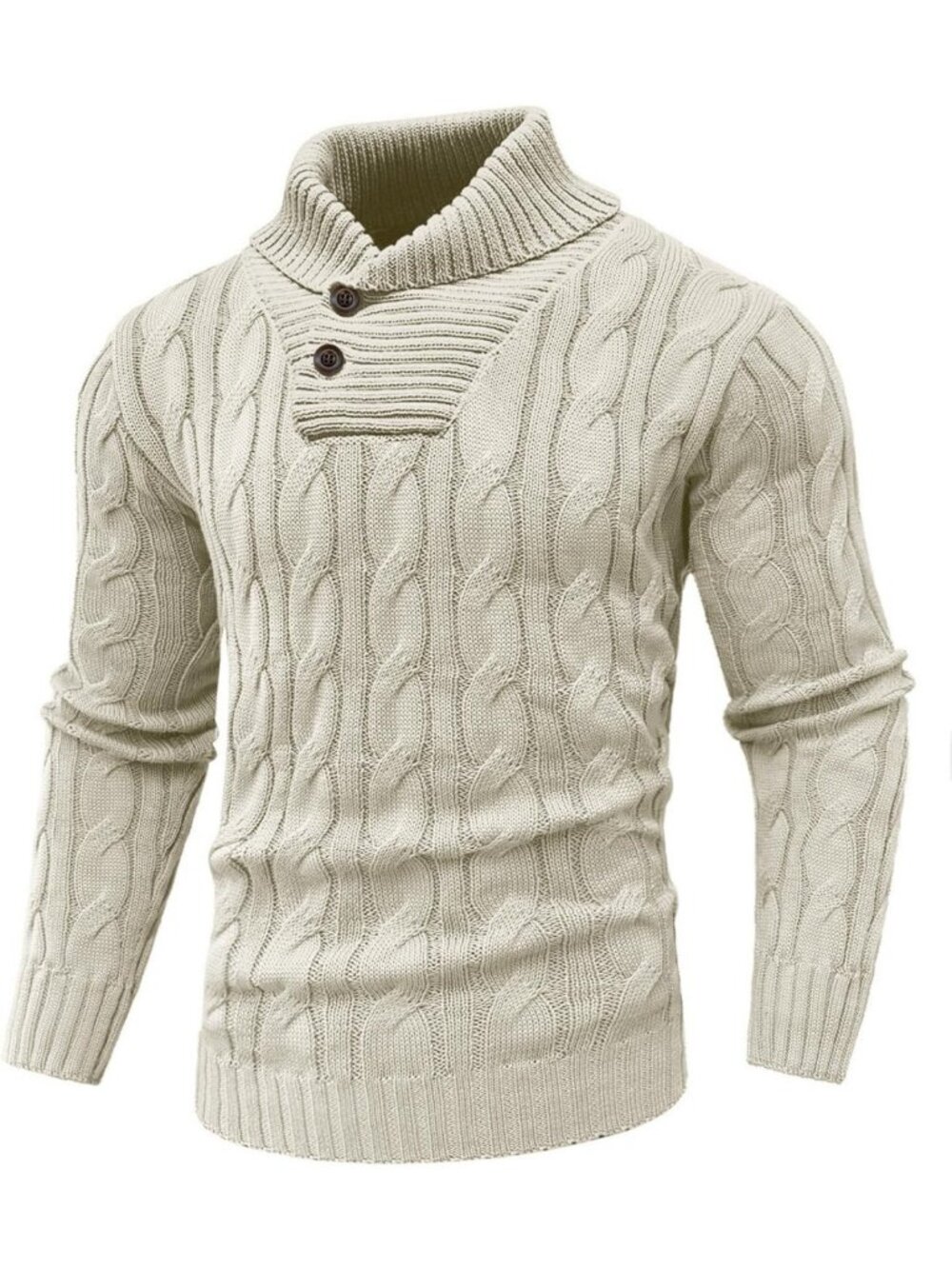 Cozy Men's Long Sleeve Cable Knit Pullover Sweater - Casual Fall Fashion